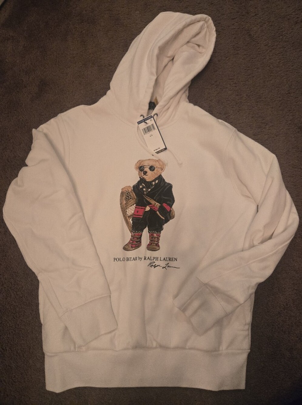 Polo Bear Ralph Lauren White Graphic Hoodie